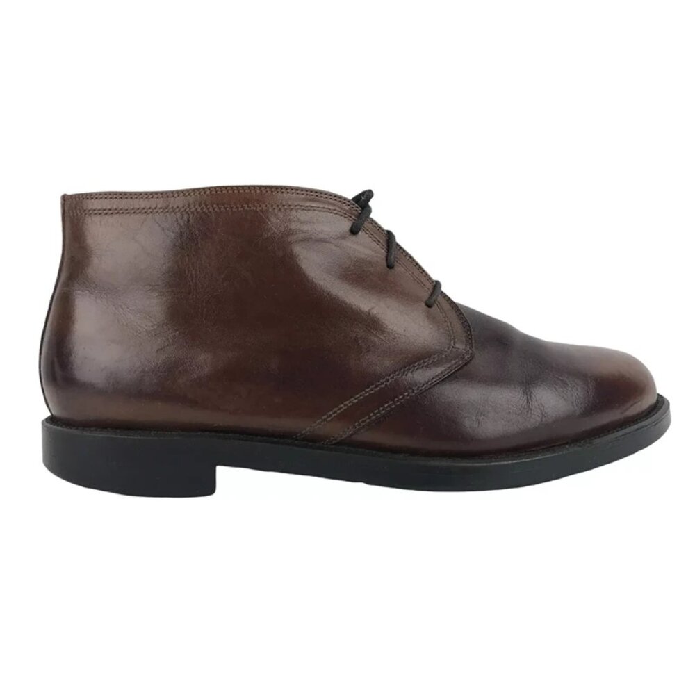 Francisco Mens Brown Leather Almond Toe Lace Up Chukka Boots Size 10‎ D